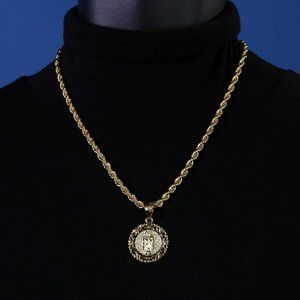 Virgin Mary 14k 20" Gold Necklace